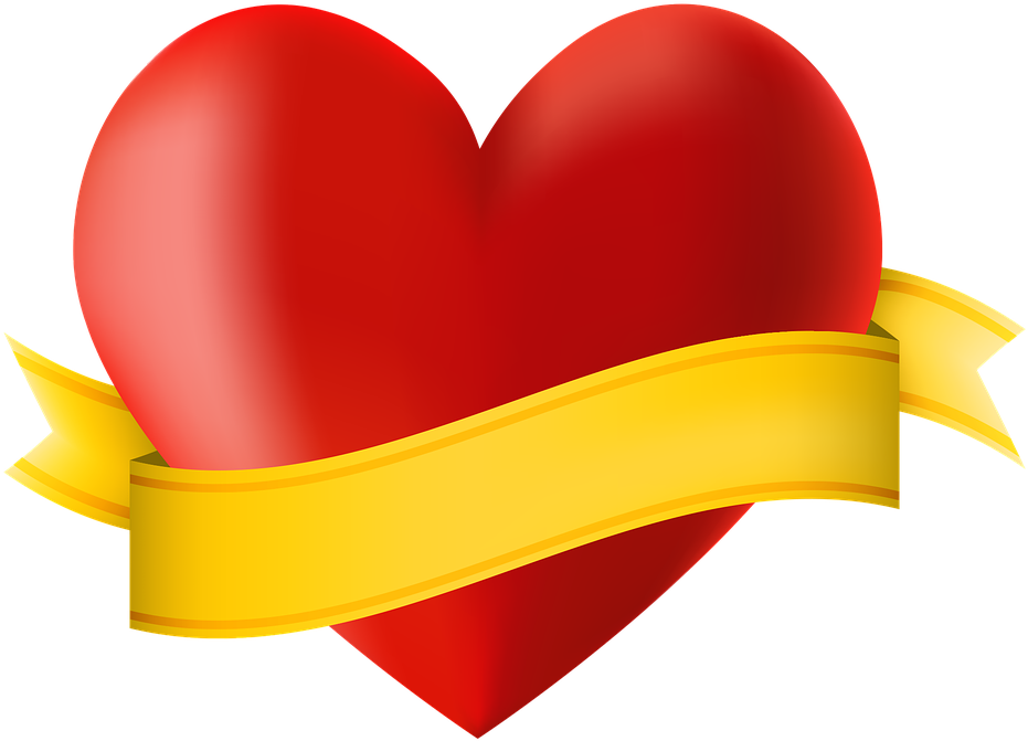 Icon, Heart, Ribbon, Banner, Copy Space, Valentine - Heart With Ribbon Png (960x709), Png Download