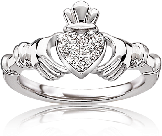 Diamond Claddagh Ring Diamond Irish Claddagh Ring In - Claddagh Ring (627x545), Png Download