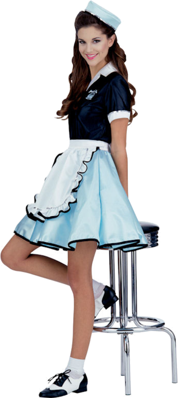 50 S Waitress Kids Costume - 2018 Halloween Costumes For Teen Girls (500x793), Png Download