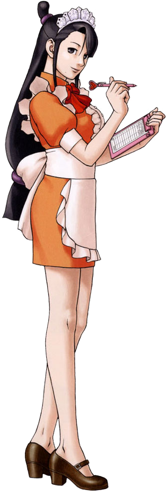 Mia In A Waitress Uniform - Mia Fey Maid Outfit (400x1000), Png Download