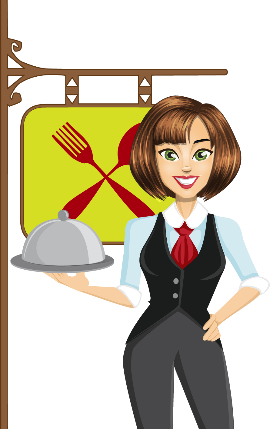Robust Oriental Soup - Waitress Clipart Png (500x708), Png Download