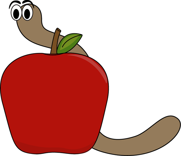 Apple And Worm Clip Art - Worm In Apple Clip Art (600x519), Png Download