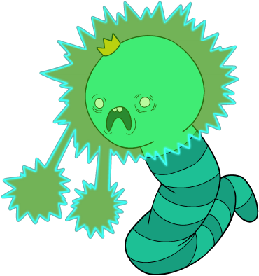 Worm - Adventure Time Green Character (378x405), Png Download