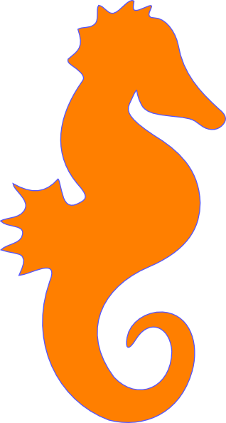 Seahorse Orange Clip Art At Clker - Orange Seahorse Clipart (318x594), Png Download