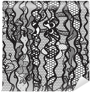 Black Lace Vector Fabric Seamless Pattern With Lines - Secret Key Face Coating Angel Cushion (#23 Dark Angel) (400x400), Png Download