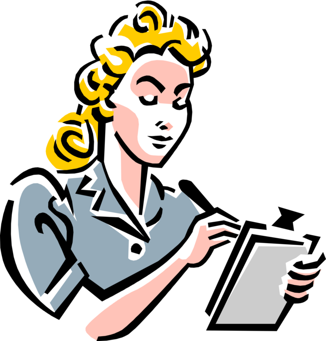 Vector Illustration Of Restaurant Maître D'hôtel Waitress - Secretary Clip Art (669x700), Png Download