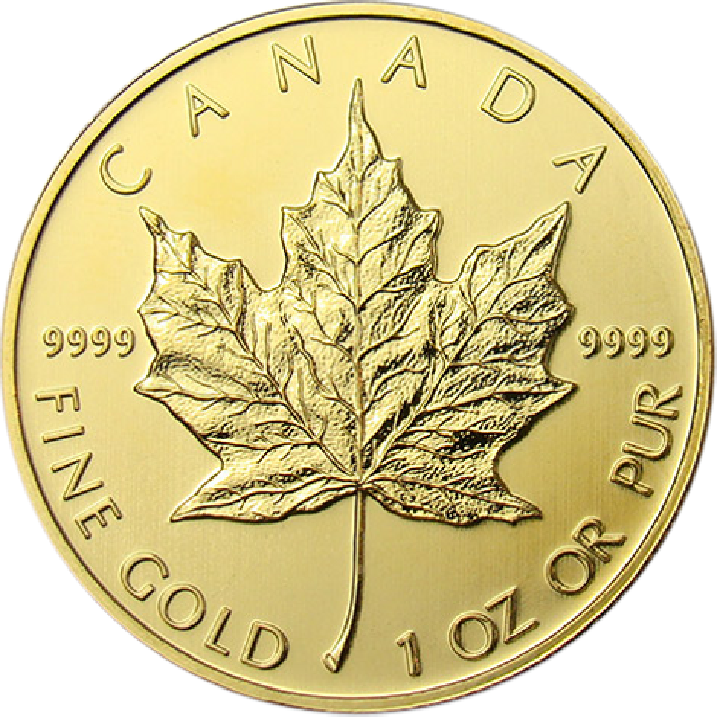 1 Oz Gold Canadian Maple Leaf - Fine Gold Maple Leaf (1410x1410), Png Download