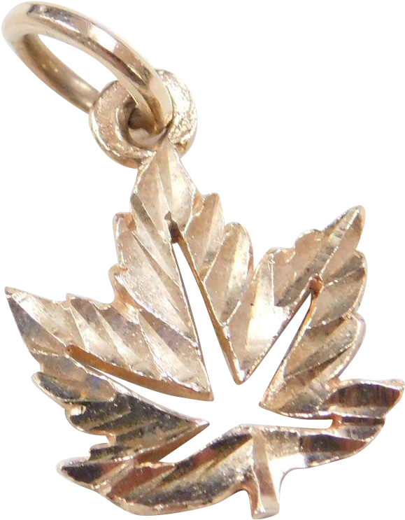 Vintage 10k Gold Leaf Charm / Pendant Composition - Maple Leaf (742x742), Png Download