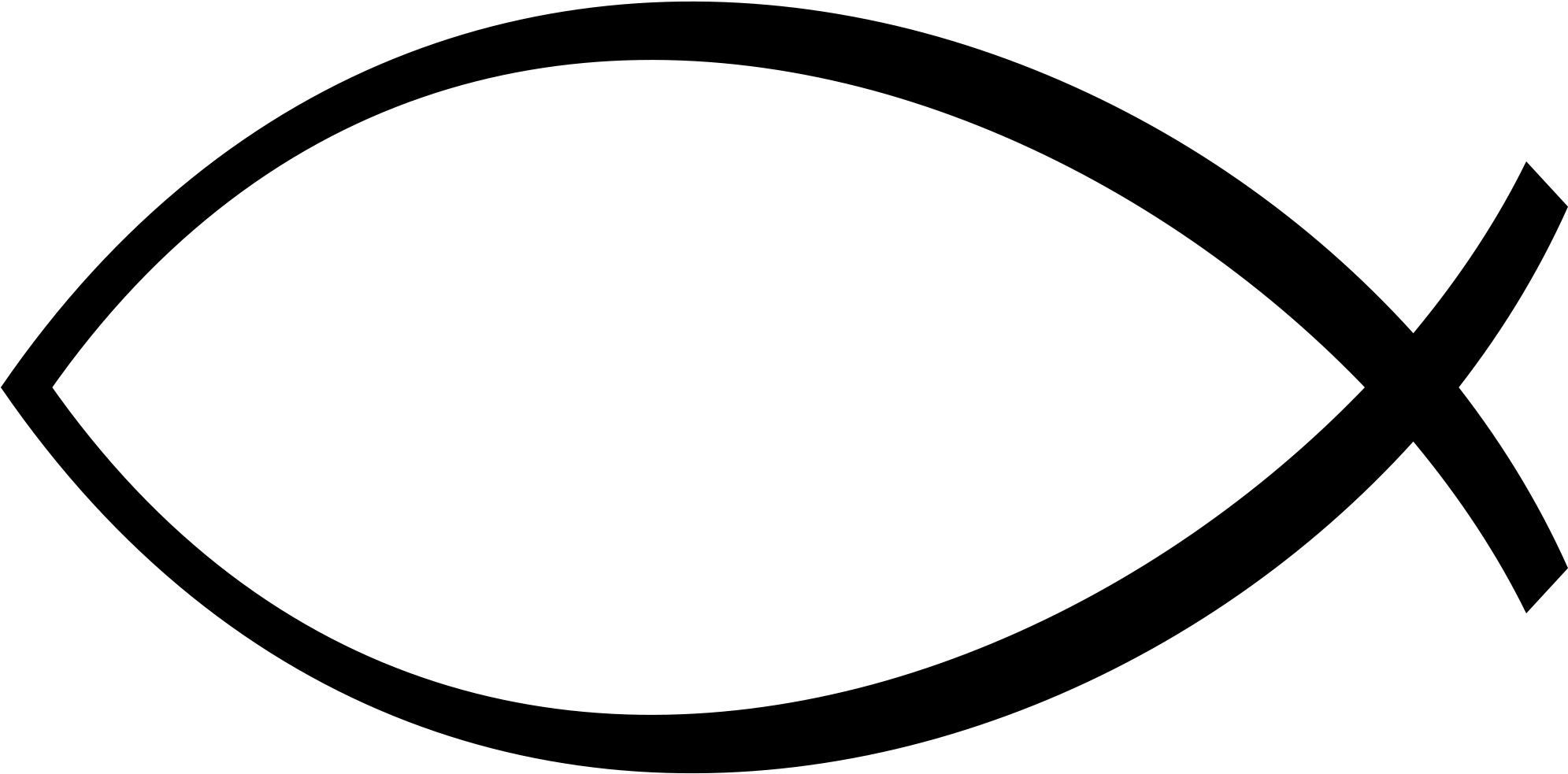Jesus Fish Png - Christian Fish Symbol (2000x1000), Png Download