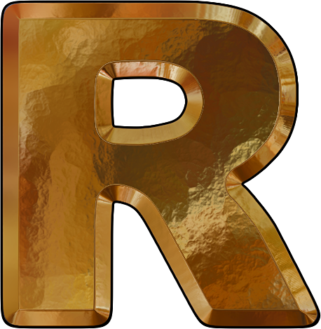 Letter R Golden Leaf (458x469), Png Download