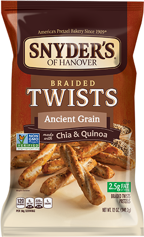 Ancient Grain Braided Twists Combine The Hearty Pretzel - Snyders Pretzels (290x490), Png Download