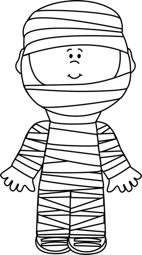 Black And White Boy Mummy - Halloween Clip Art Black And White (280x500), Png Download