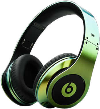 Beats By Dre Studio Colorware Lightning Green High - Black And Green Beats Headphones (400x420), Png Download