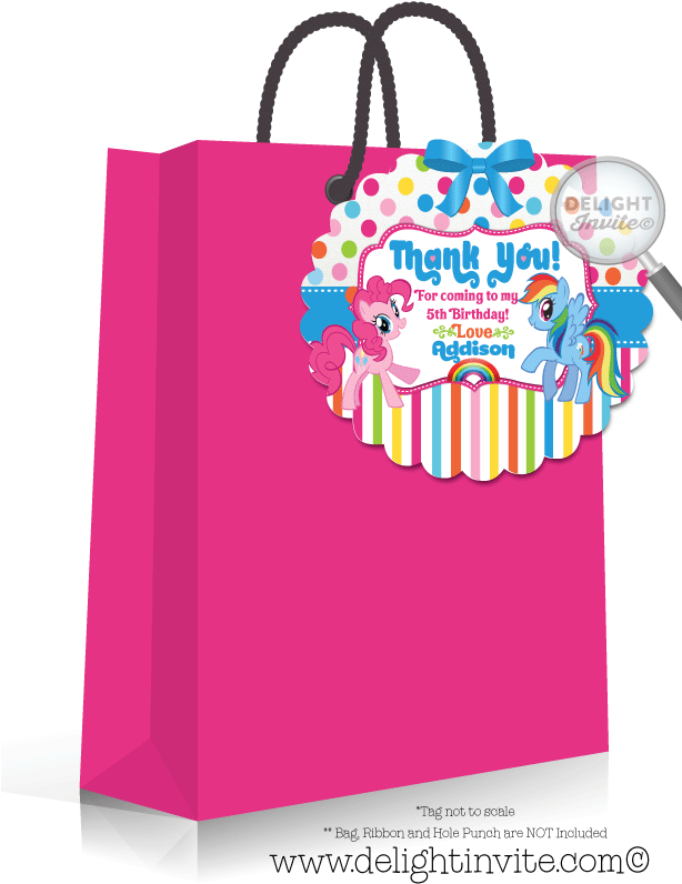 My Little Pony Birthday Favor Tag - Thank You Card Little Pony (613x822), Png Download