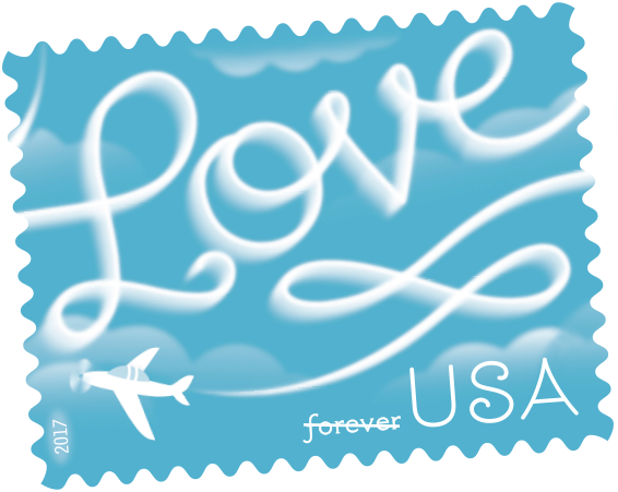 Photo Of The Love Skywriting Stamp - Love Skywriting Stamp (566x451), Png Download