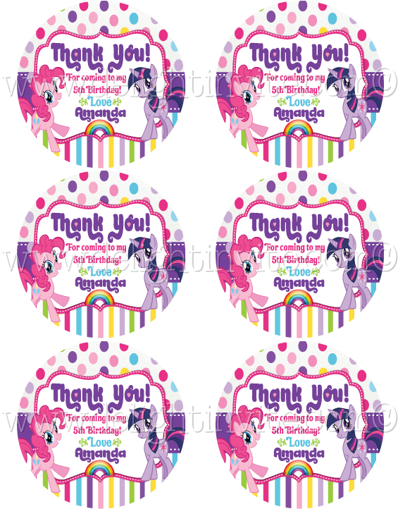 My Little Pony Birthday Sticker Tag - Birthday (614x794), Png Download
