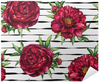 Seamless Pattern Watercolor Flower Peony Marsala On - Fundo Floral Vermelho Para Convite (400x400), Png Download