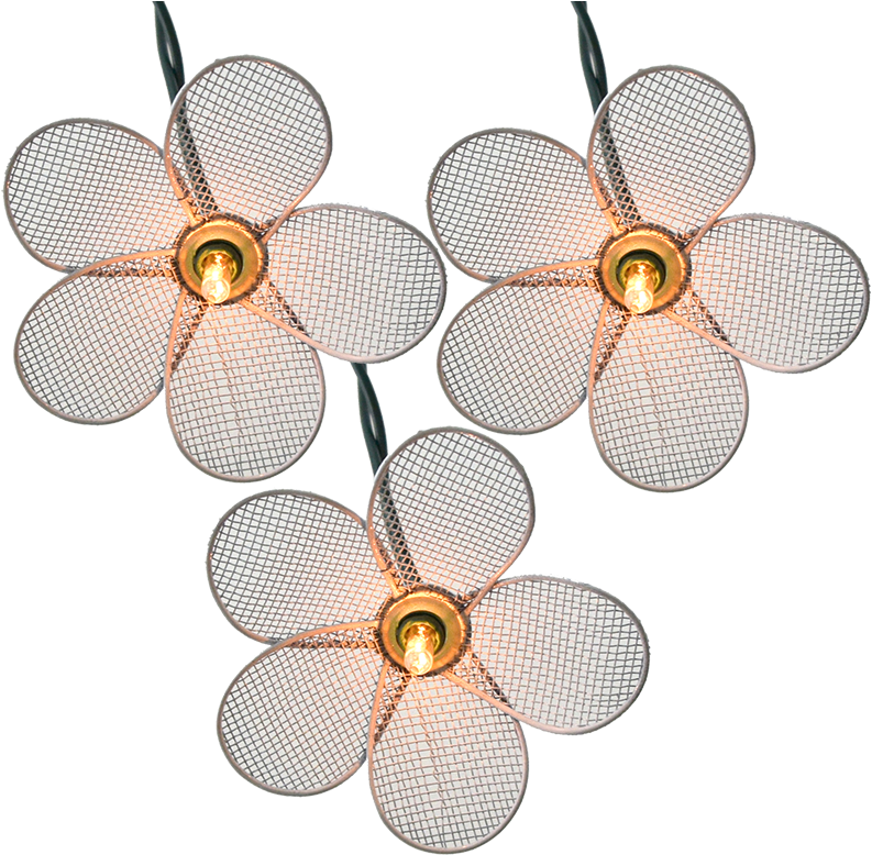 Twine Flowers - Primal Lite Wire Mesh White Flower String Lights (800x800), Png Download