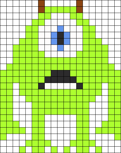 Monsters Inc Mike Wazowski Perler Bead Pattern / Bead - Mike Wazowski Perler Bead Patterns (400x505), Png Download