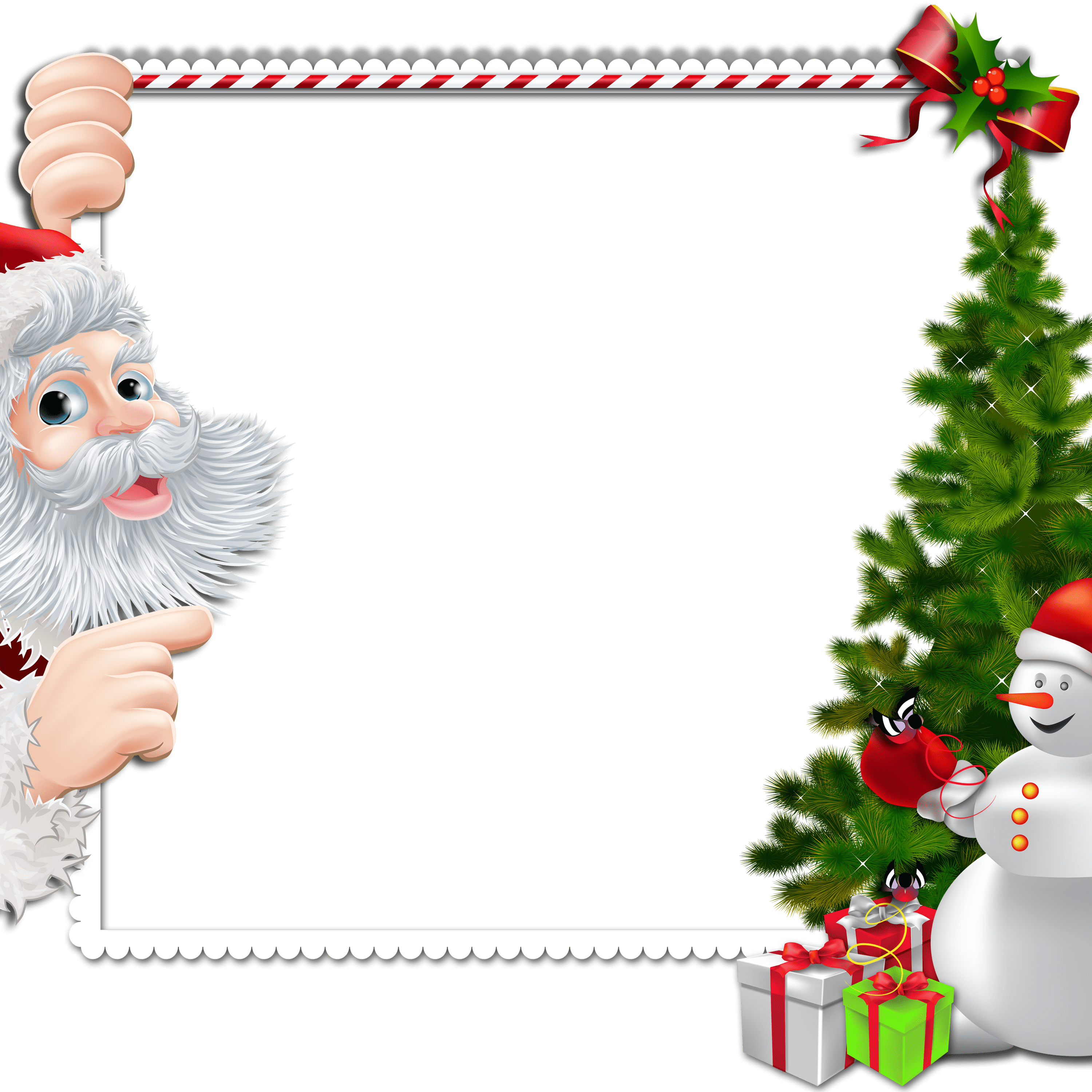 Chritstmas Frame Santa Claus Snowman Png - Marcos Para Tarjetas De Navidad (3000x3000), Png Download