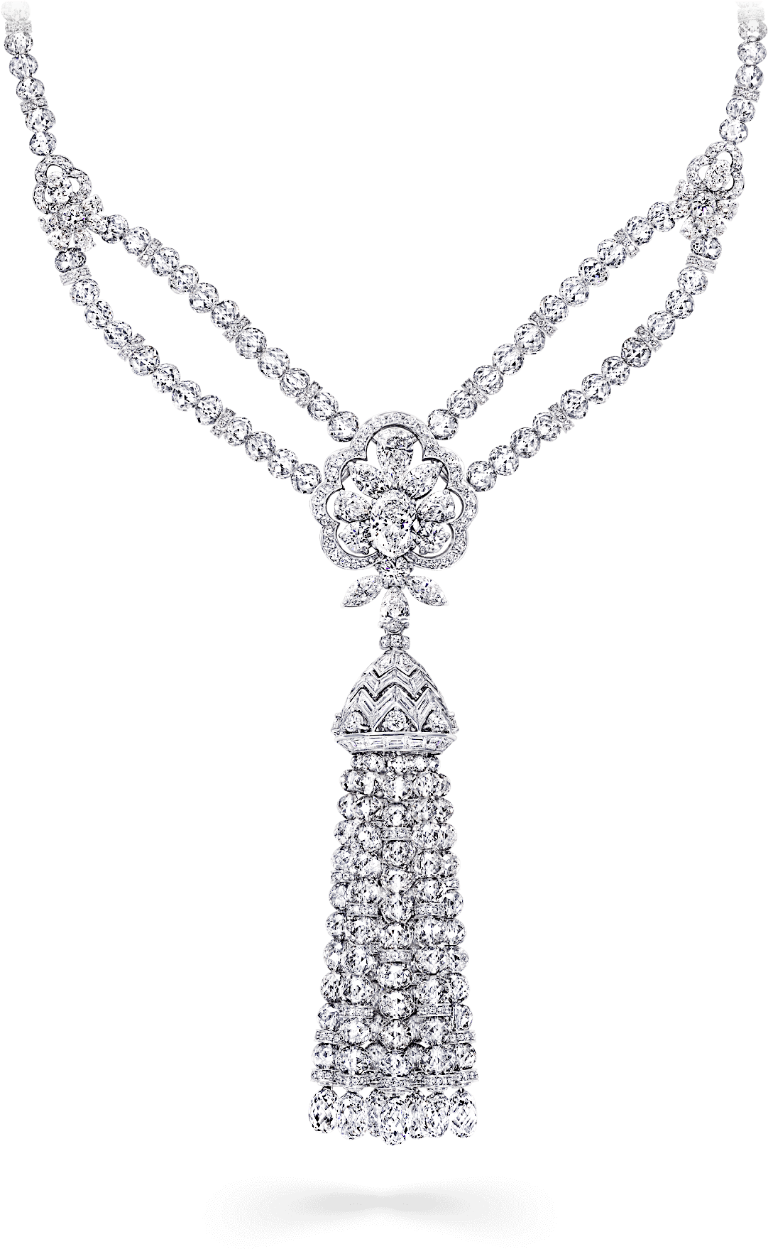 A Graff White Diamond Tassle Bead Necklace - Locket (2000x2000), Png Download