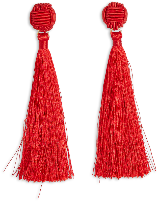 Tassel Earrings Red - Womens Fabric Tassel Earrings (888x888), Png Download