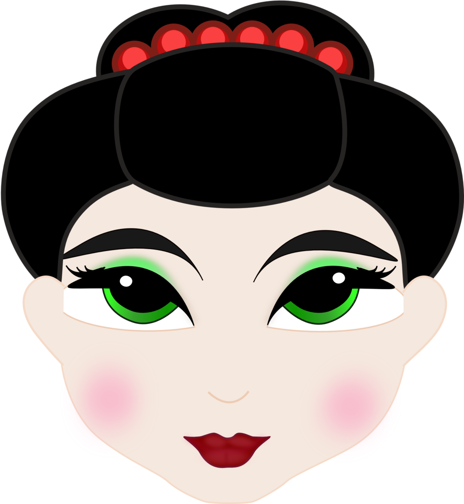 Geisha Japanese Anime - Chinese Woman Cartoon Face (745x800), Png Download