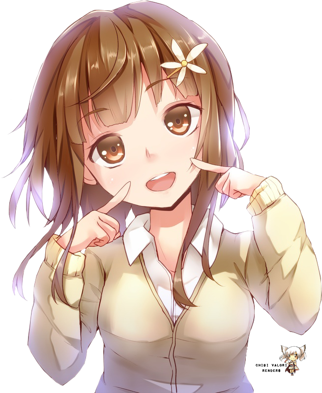 Cute Anime Girl Smiling By Mayomie-d7h0ml6 - Cute Anime Girl Smile (736x871), Png Download