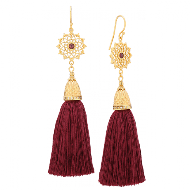 Earrings With Latina Rosette And Tassel - Earring (650x650), Png Download