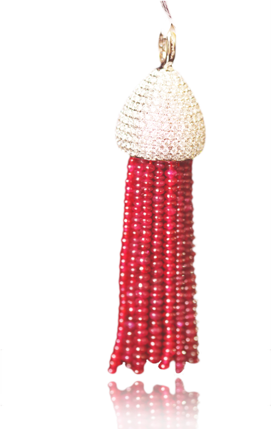 White Diamonds With Red Tassel Pendant - Pendant (600x600), Png Download