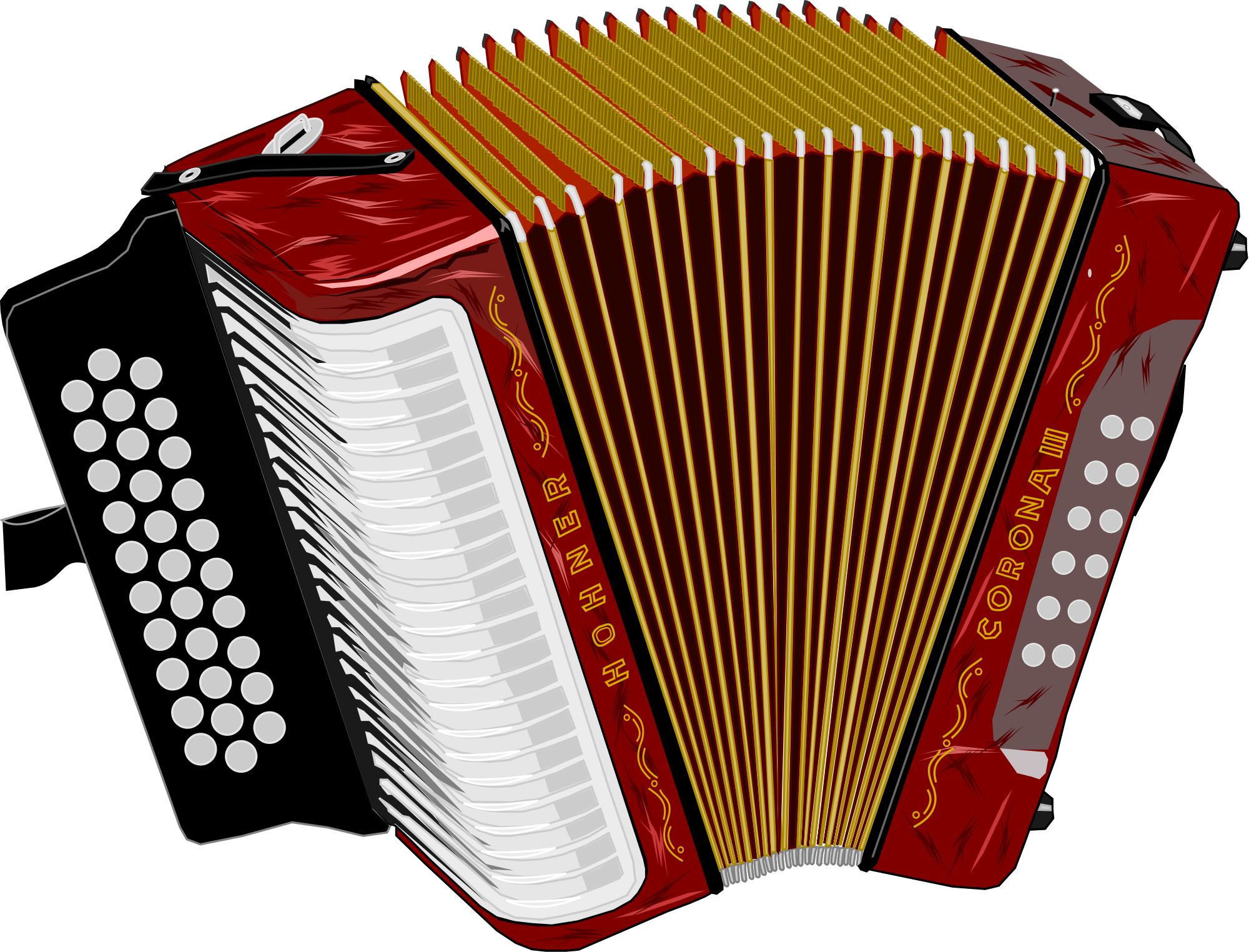 Visit - Hohner Corona Iii Gcf Accordion Black (2000x1524), Png Download