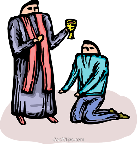 Priest Giving Communion To A Parishioner Royalty Free - Priest Giving Communion Clipart (456x480), Png Download