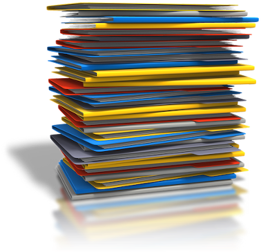 Paper Files - Pile Of Folders Png (408x380), Png Download