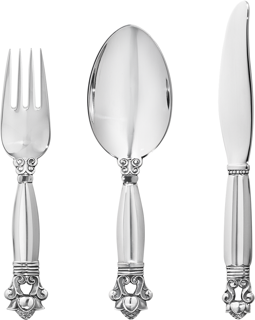 Georg Jensen Acorn Children's Cutlery Set, 3 Pcs. (1200x1200), Png Download
