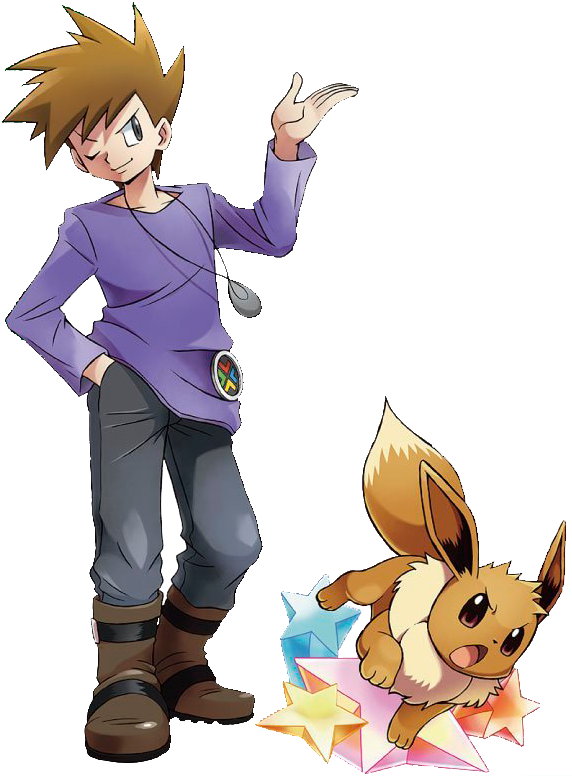 The Rival In This Game Looks Pretty Lame - ポケモン シゲル グリーン (572x786), Png Download