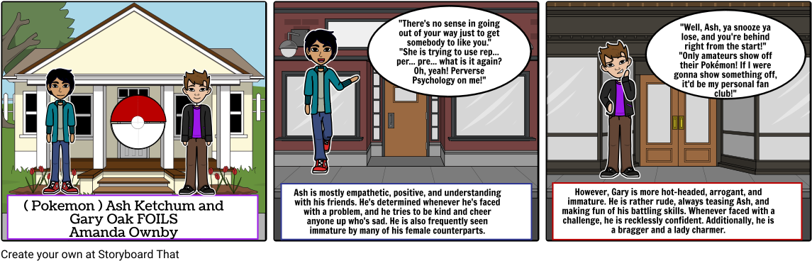 Ash And Gary Foils Storyboard - Cartoon (1164x385), Png Download