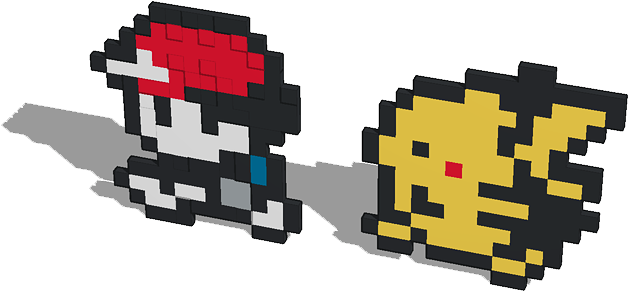 Pokemon Ash Pikachu Sprites - Pokemon Tinkercad (685x365), Png Download