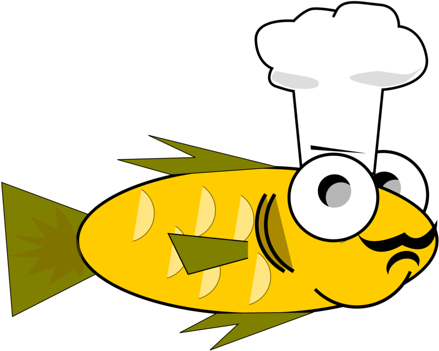 Chef, Cook, Cooking, Fish, Goldfish, Funny - Fish Cartoon Chef Png (640x511), Png Download