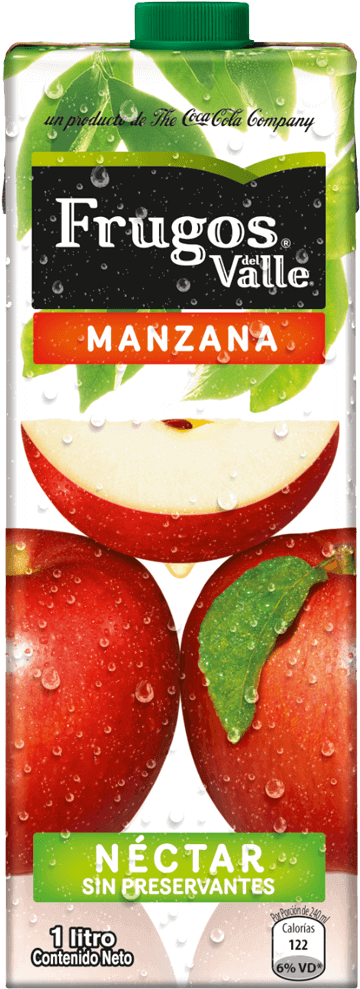 Fr 1l Manzana - Del Valle (434x1000), Png Download