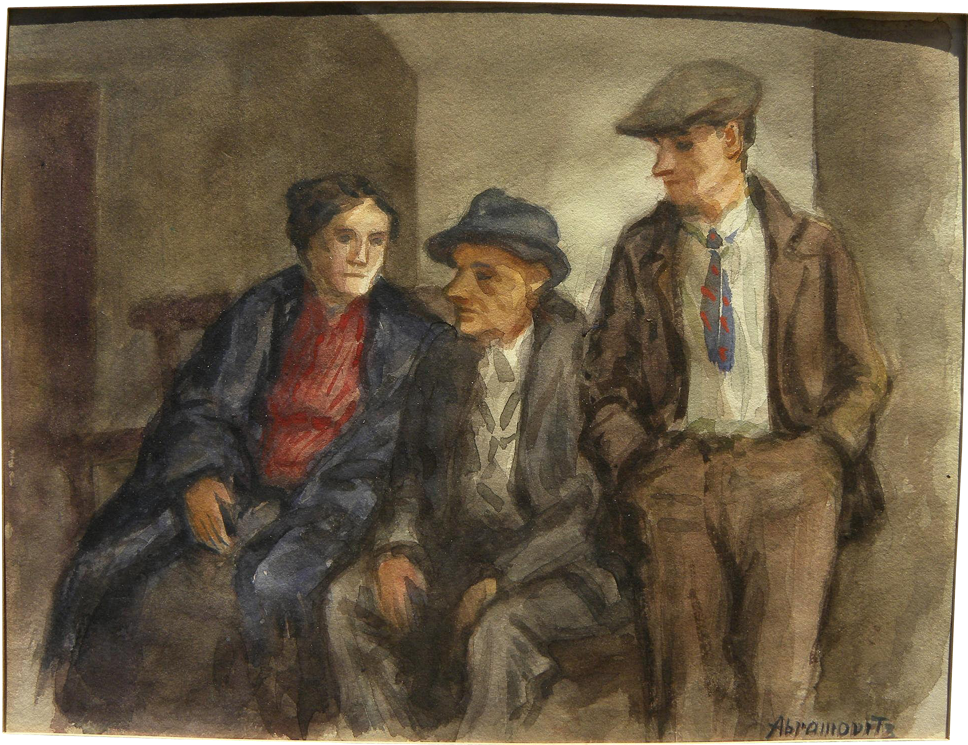 Albert Abramovitz Social Realism Wpa Style 1930's Watercolor - Social Realism (1924x1924), Png Download