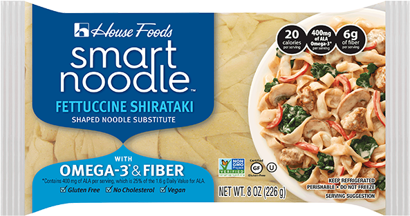Smart Noodle Fettuccine Shirataki - House Foods Smart Noodle Spaghetti Shirataki (600x600), Png Download