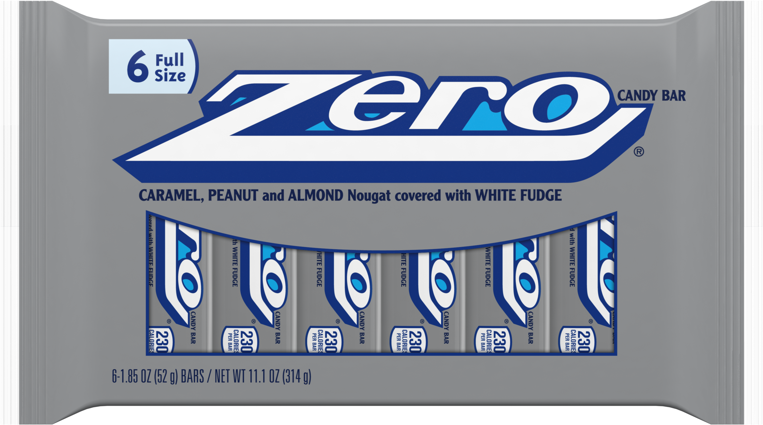 Zero, Caramel Peanut And Almond Nougat White Fudge - Zero Candy Bar, King Size - 12 Pack, 3.4 Oz Bars (3000x3000), Png Download