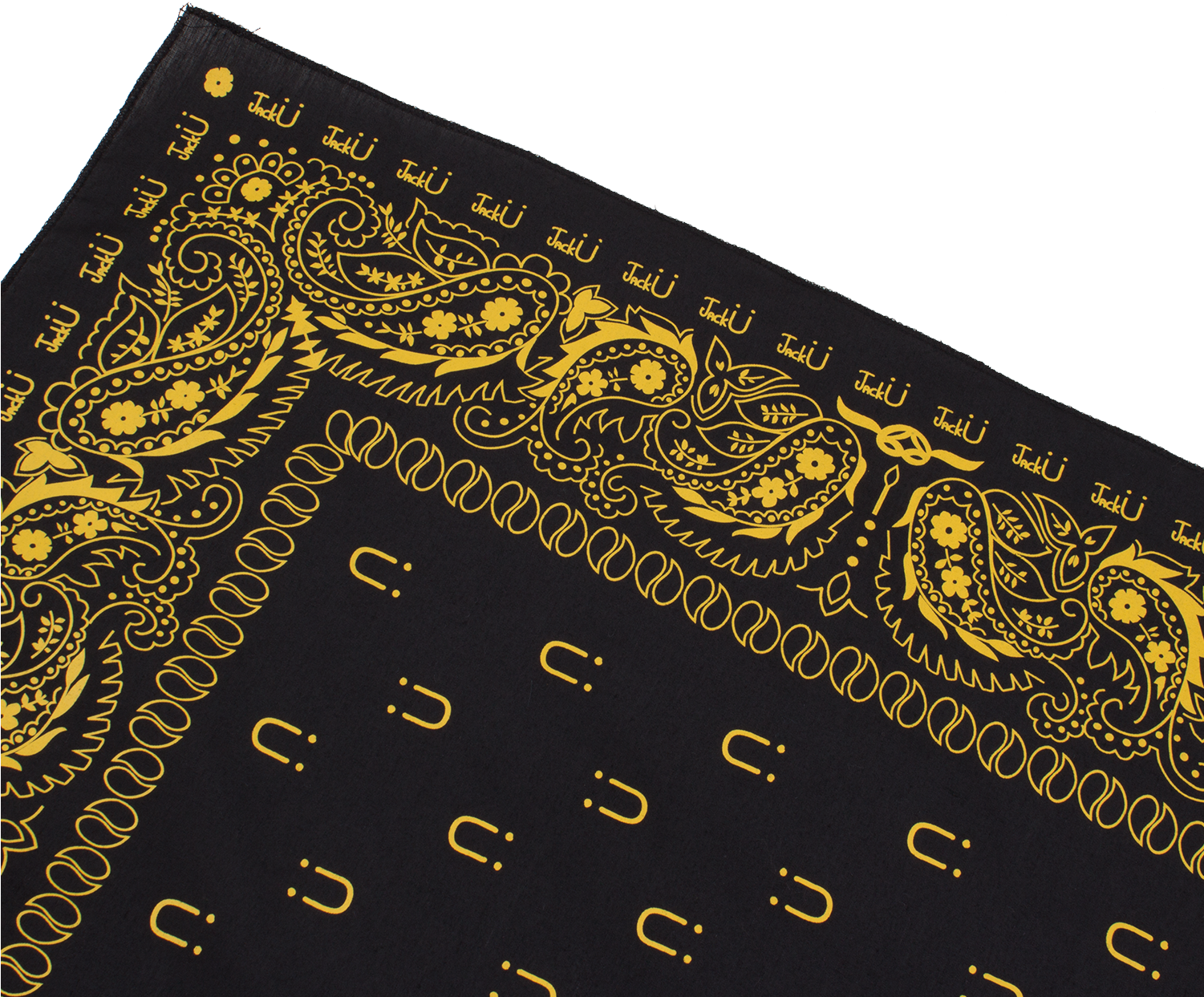 'jack Ü' Bandanas 2-pack - Black And Gold Paisley Bandana (1500x1500), Png Download