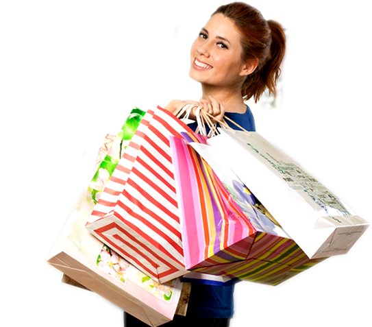 Shop Till You Drop - Shopping Girl Image Png (549x492), Png Download
