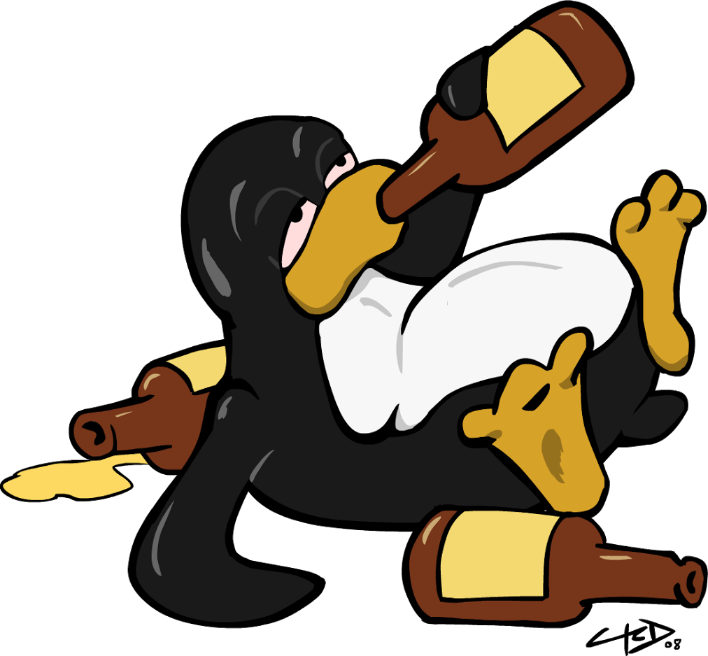 Click For Full Size - Happy Birthday Drunk Penguin (1012x938), Png Download