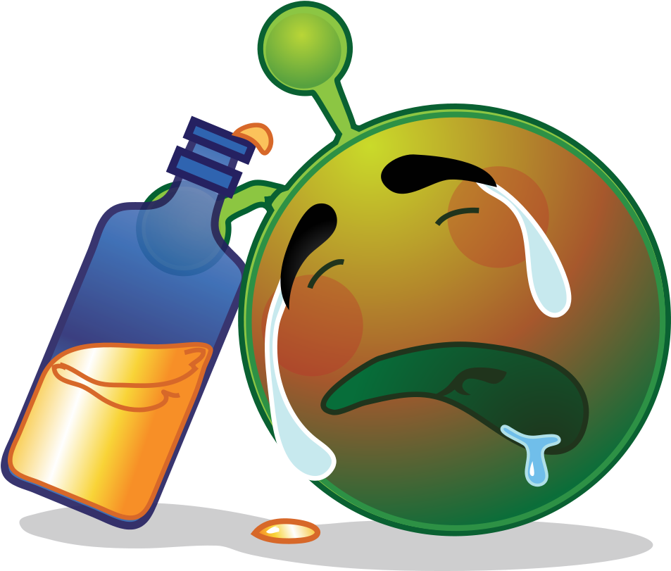 Smiley Green Alien Drunk Sad - Smiley Drunk (1000x847), Png Download
