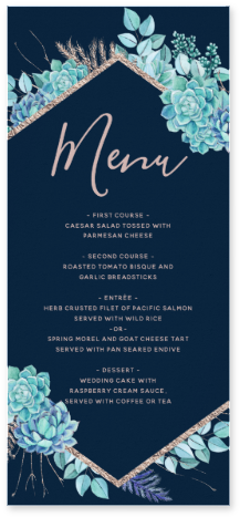 Blue & Aqua Watercolor Succulents Rose Gold Foil Frame - Blue And Rose Gold Foiling (253x544), Png Download