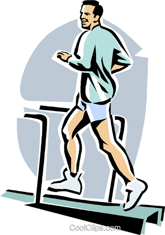 Man Running On A Treadmill Royalty Free Vector Clip - Cartoon Man Running Treadmill (338x480), Png Download