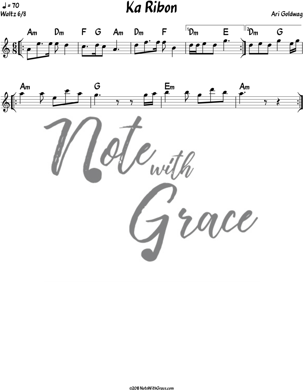 Ka Ribon Lead Sheet - Mbd Tzaakah Sheet Music (1060x1372), Png Download