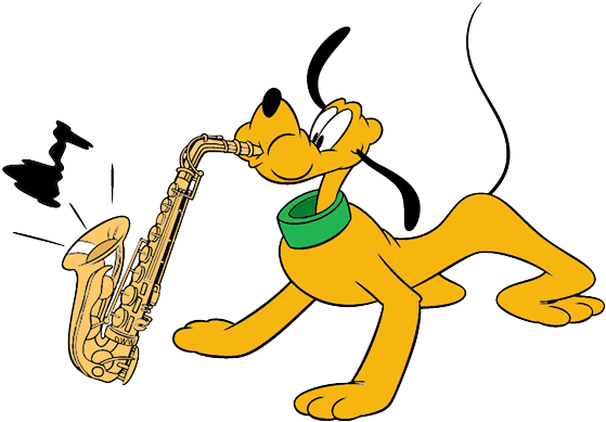 Disney Pluto Png - Disney Character Playing Saxophone (560x405), Png Download